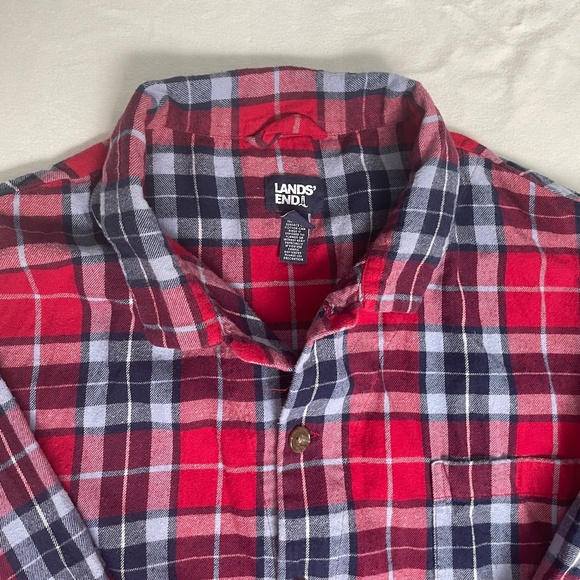 Lands End Soft Flannel 100% Cotton Button-Down Shirt, XXL - Picture 4 of 4